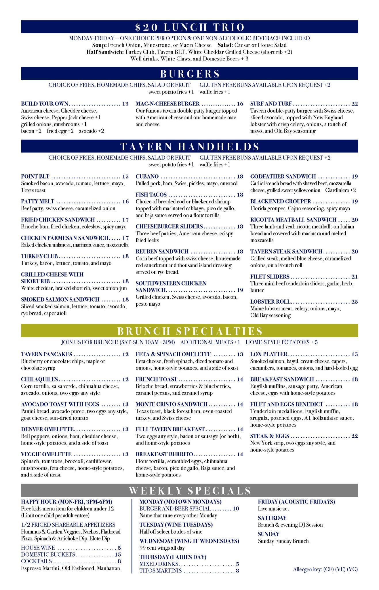 Eight On The Point Menu.pdf Menu • Tavern On the Point Restaurant and Bar