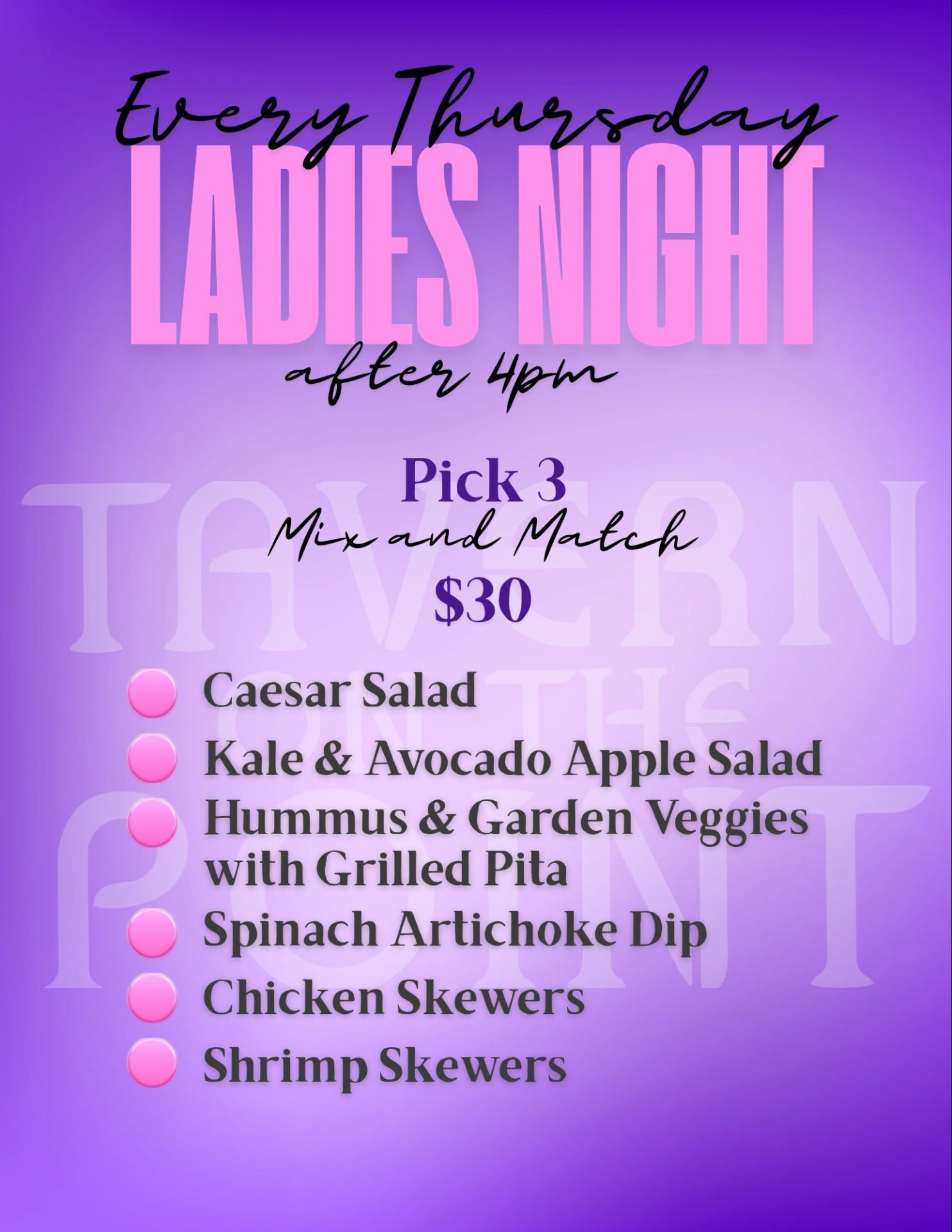 TOTP Ladies Night Cocktails and Menu[1]