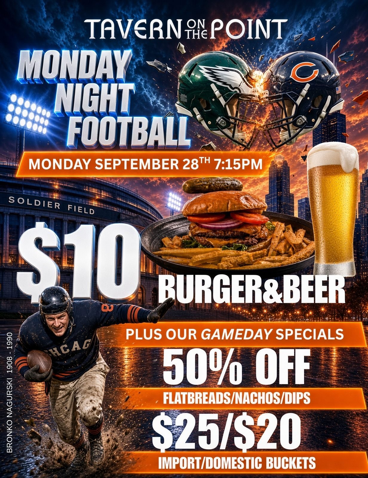 Chicago Bears vs. Philadelphia Eagles Monday Night Football watch party at Tavern on the Point