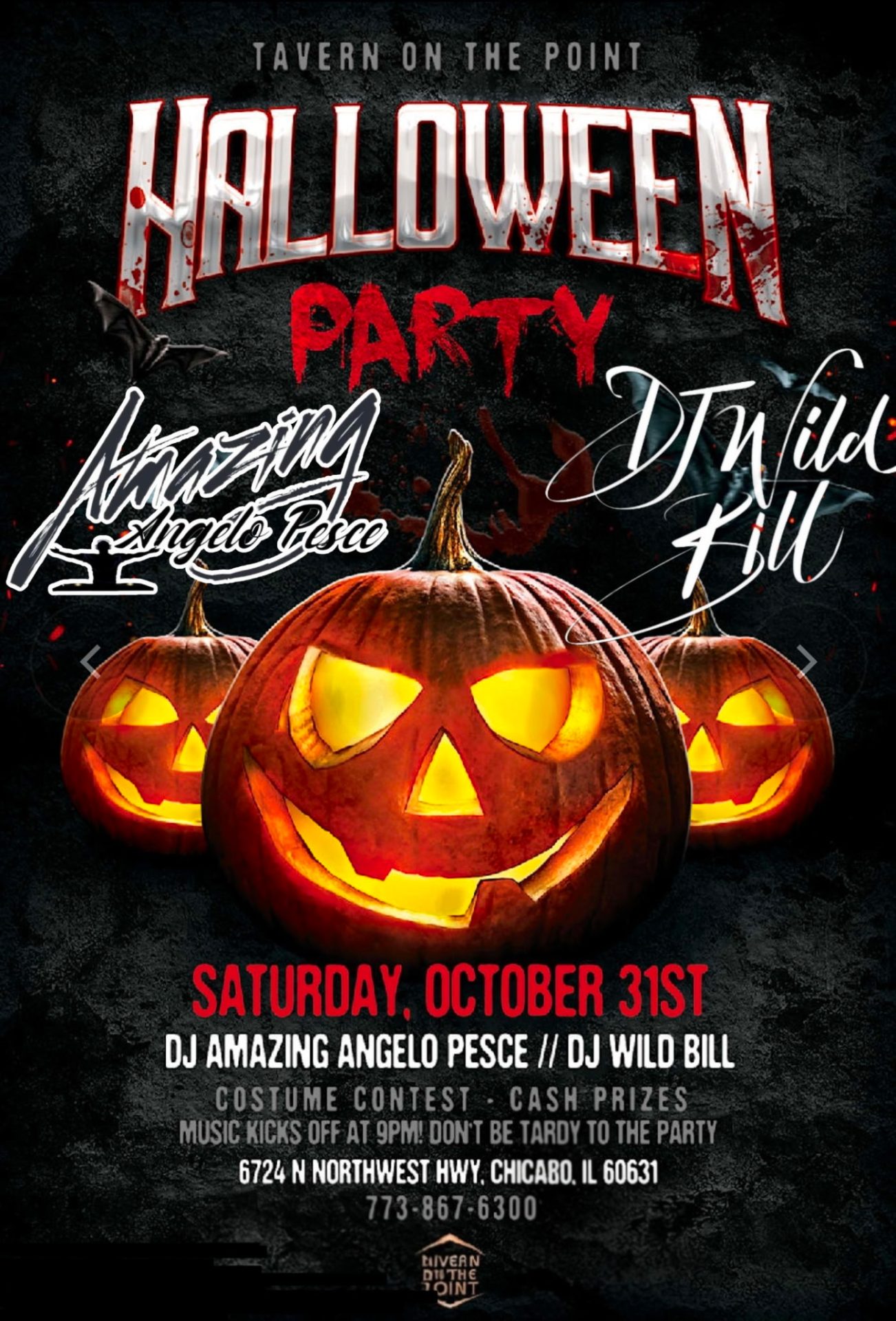 Halloween Party at Tavern on the Point with Amazing Angelo Pesce and DJ Wild Bill on October 31, 2026