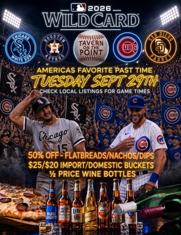2026 MLB Wild Card watch party September 29 at Tavern on the Point in Edison Park